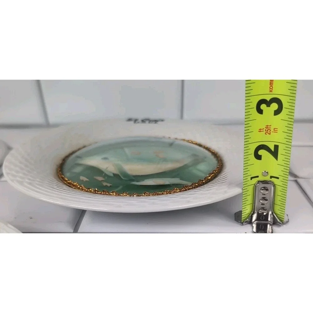 Vintage St. Croix Set Of 3 Plates Souvenir 3D Bubble Glass Mother Of Pearl Birds